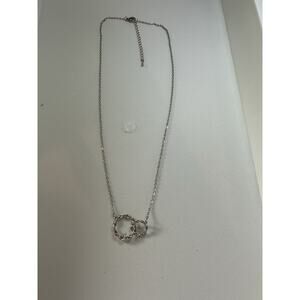 Sterling Silver Interlocking Infinity Circles With CZ Heart Stones 19-21”